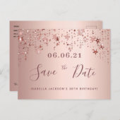 30歳の誕生日バラ金ゴールドスターは日付を保存 ポストカード (正面/裏面)