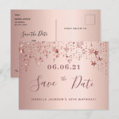 30歳の誕生日バラ金ゴールドスターは日付を保存 ポストカード (正面/裏面)