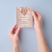 30歳の誕生日バラ金ゴールドバルーンの予算の招待 チラシ (手)