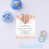 30歳の誕生日バラ金ゴールドバルーンの予算の招待 チラシ (シングル)
