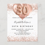 30歳の誕生日バラ金ゴールドバルーンの予算の招待 チラシ (正面)