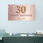 30歳の誕生日バラ金ゴールドバルーンスクリプト 横断幕 (トレードショー)