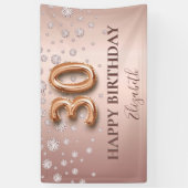 30歳の誕生日バラ金ゴールドバルーンスクリプト 横断幕 (縦)