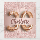 30歳の誕生日バラ金ゴールドピンクの滴 ワインラベル (シングルラベル)