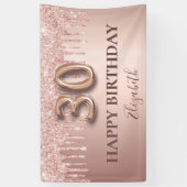 30歳の誕生日バラ金ゴールドピンクの滴 横断幕 (縦)