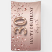 30歳の誕生日バラ金ゴールドピンク星バルーンスクリプト 横断幕 (縦)