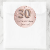 30歳の誕生日バラ金ゴールドピンク星バルーンフォント ラウンドシール (バッグ)