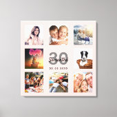 30歳の誕生日バラ金ゴールド名photo collage キャンバスプリント (正面)
