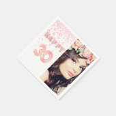 30歳の誕生日バラ金ゴールド白写真 スタンダードカクテルナプキン (角)