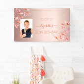 30歳の誕生日バラ金ゴールド赤面ピンクフローラ写真 横断幕 (インサイチュ)