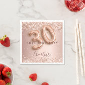 30歳の誕生日バラ金ゴールド赤面ピンク名 スタンダードカクテルナプキン (インサイチュ)