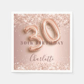 30歳の誕生日バラ金ゴールド赤面ピンク名 スタンダードカクテルナプキン (正面)