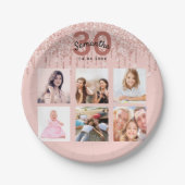 30歳の誕生日バラ金ゴールド赤面ピンク ペーパープレート (正面)