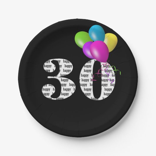 30歳の誕生日バルーンブーケ ペーパープレート (正面)