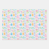 30歳の誕生日パステルピンクケーキプレゼントバルーン ラッピングペーパーシート (正面)