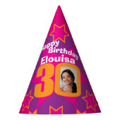 30歳の誕生日パーソナライズされた写真スター名hat パーティーハット (正面)