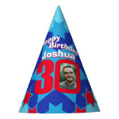 30歳の誕生日パーソナライズされた写真スター名hat パーティーハット (正面)