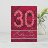30歳の誕生日パーティの招待状とバラ 招待状 (スタンド正面)