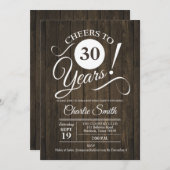 30歳の誕生日パーティの招待状と木目 招待状 (正面/裏面)