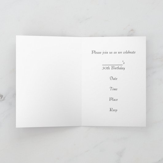 30歳の誕生日パーティの招待状ブルーネオンウィズダン 招待状 (内部)