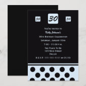 30歳の誕生日パーティの招待状モダン30イン青 招待状 (正面/裏面)