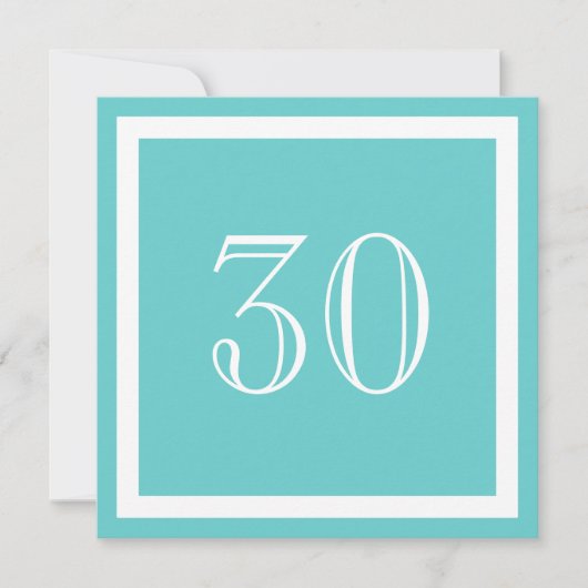 30歳の誕生日パーティの招待状 – アクア 招待状 (正面)