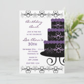 30歳の誕生日パーティの招待状（紫の渦巻き） 招待状 (スタンド正面)