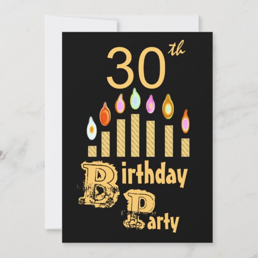 30歳の誕生日パーティの招待状-金ゴールド 招待状 (正面)