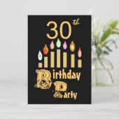 30歳の誕生日パーティの招待状-金ゴールド 招待状 (スタンド正面)