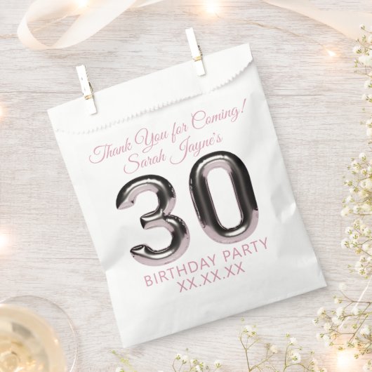 30歳の誕生日パーティーありがとう好意バッグ フェイバーバッグ (クリップ留めされた状態)