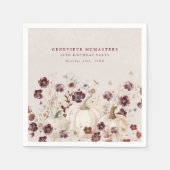 30歳の誕生日パーティーかぼちゃワイルドフラワーカスタム スタンダードカクテルナプキン (正面)