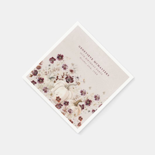 30歳の誕生日パーティーかぼちゃワイルドフラワーカスタム スタンダードカクテルナプキン (角)