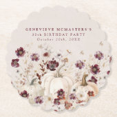 30歳の誕生日パーティーかぼちゃワイルドフラワーカスタム ペーパーコースター (正面)