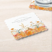 30歳の誕生日パーティーかぼちゃワイルドフラワーカスタム ペーパーコースター (アングル)