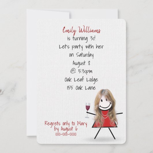 30歳の誕生日パーティーとワイン 招待状 (正面)
