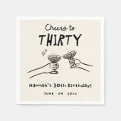 30歳の誕生日パーティーに手書き応援 スタンダードカクテルナプキン (正面)