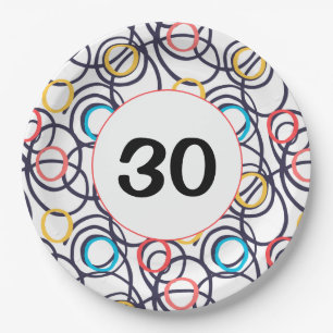 30歳の誕生日パーティーのおもしろらくがきデザイン ペーパープレート
