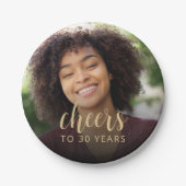 30歳の誕生日パーティーの写真で乾杯 ペーパープレート (正面)