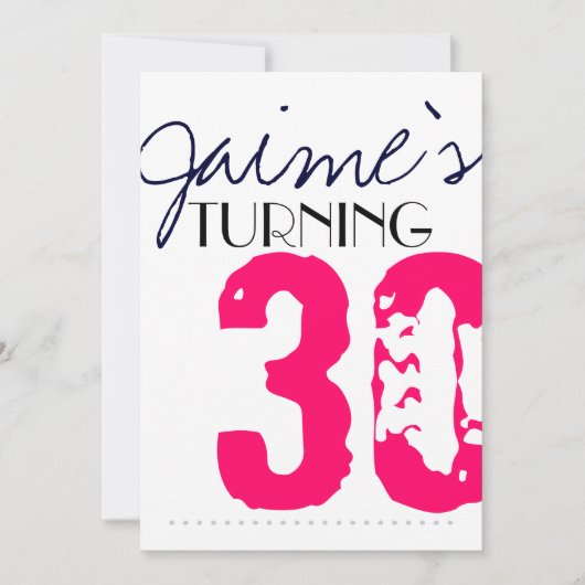 30歳の誕生日パーティーの招待ネオンとグレー 招待状 (正面)