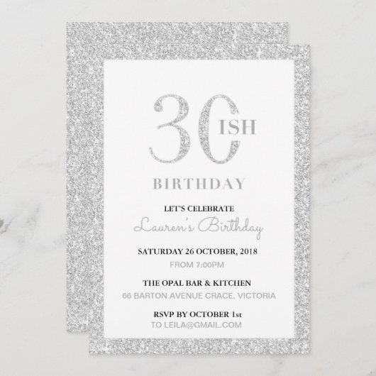 30歳の誕生日パーティーへの招待 招待状 (正面/裏面)