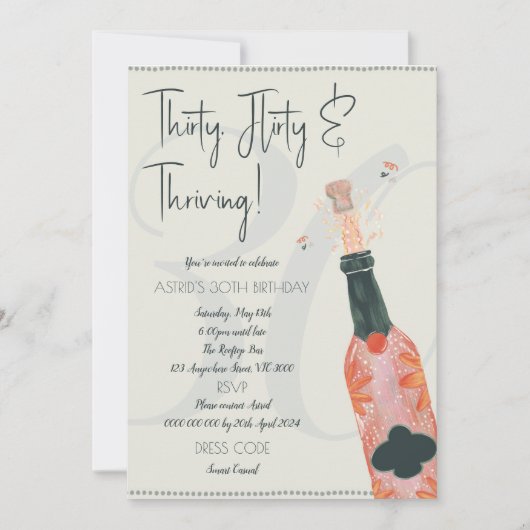 30歳の誕生日パーティーへようこそ！三十歳、楽しく生きてる！ 招待状 (正面)