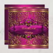 30歳の誕生日パーティーエキゾチックなピンク金ゴールド 招待状 (正面/裏面)