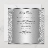 30歳の誕生日パーティーエレガントシルバーフローラジュエル 招待状 (裏面)