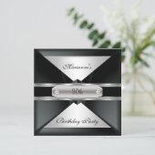 30歳の誕生日パーティーエレガントブラック・シルバー・オン・シルバー 招待状 (スタンド正面)