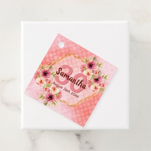 30歳の誕生日パーティーサンゴ金ゴールド花ありがとう フェイバータグ (インサイチュ)