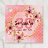 30歳の誕生日パーティーサンゴ金ゴールド花ありがとう フェイバータグ (正面)