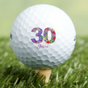 30歳の誕生日パーティーシックな花ナンバーゴルフボール ゴルフボール