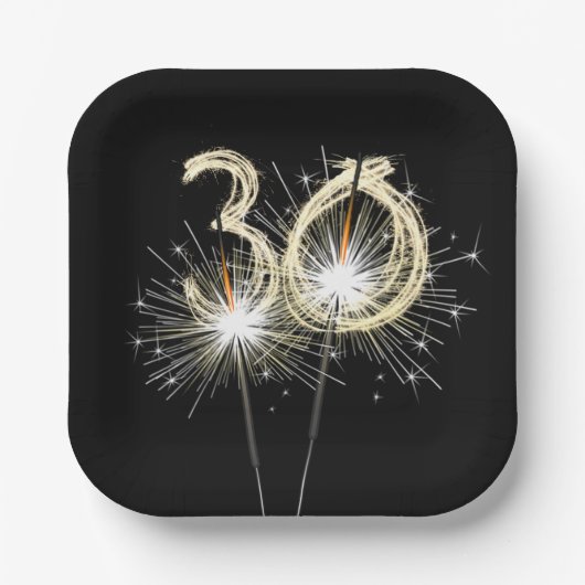 30歳の誕生日パーティースパーカーズオンブラック ペーパープレート (正面)