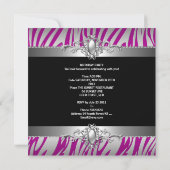 30歳の誕生日パーティーゼブラホットピンクシルバーブラック 招待状 (裏面)