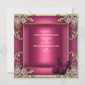 30歳の誕生日パーティーダークピンク金ゴールドブラックフローラ 招待状 (裏面)